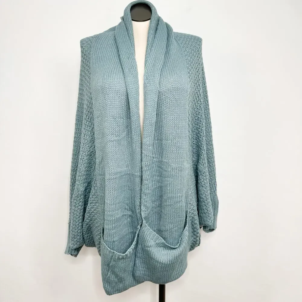 NWT Davi & Dani Dolman Sleeve Knit Pattern Cardigan Blue Casual Boho Size 3XL - Picture 2 of 14